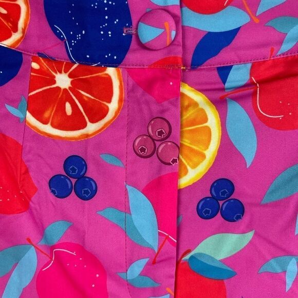 Fruit print high waisted hot shorts with side pockets pink - Picture 11 of 11